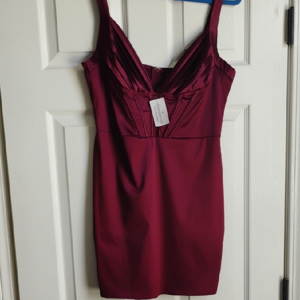 Windsor Deep Red Chemise Satin Dress